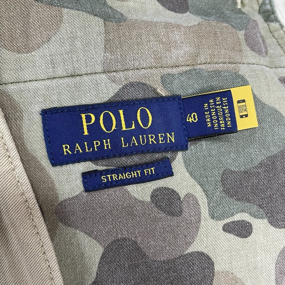 Polo Ralph Lauren Khaki Distressed Shorts Men Sz 40 Military Style Patches - Picture 9 of 11